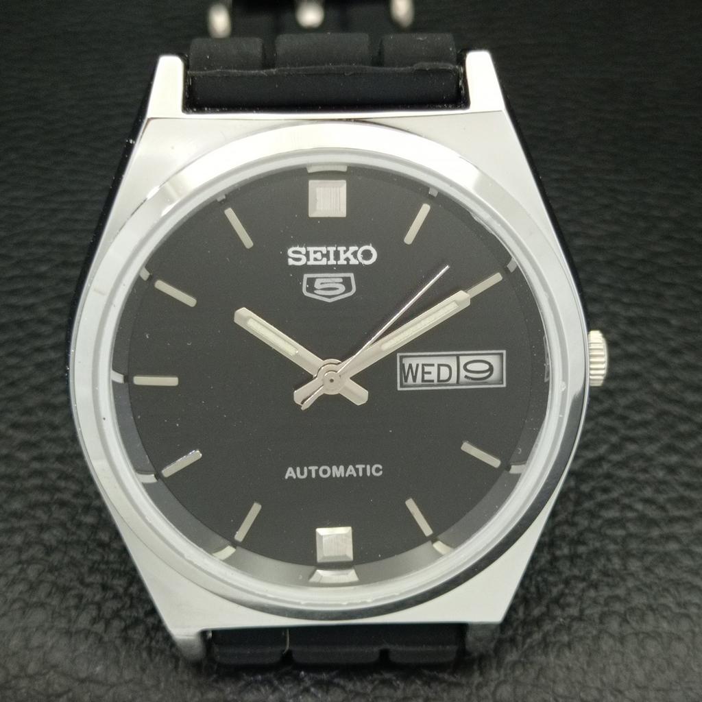 REFURBISHED VINTAGE SEIKO 5 AUTOMATIC JAPAN MENS BLACK DIAL WATCH A434680-2 R121-a434680