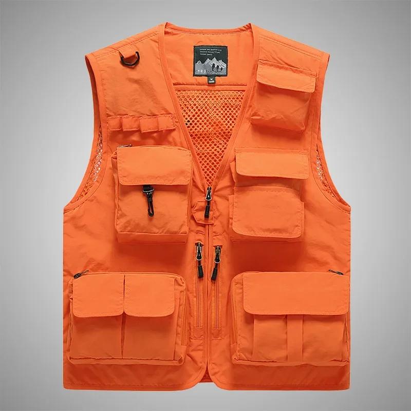 Men Outdoor Waistcoats Climbing Vests Jackets Multi-pocket Fishing Photography Vests Men Mesh Breathable Vests Coats Size 6XL