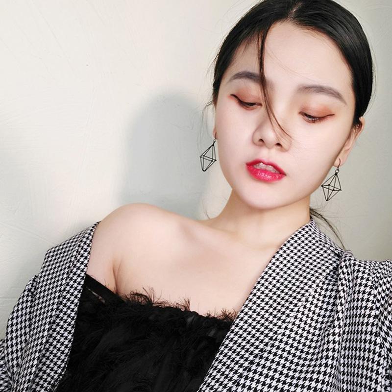 Women Fashion Geometric Pyramid Hollow Triangular Earrings