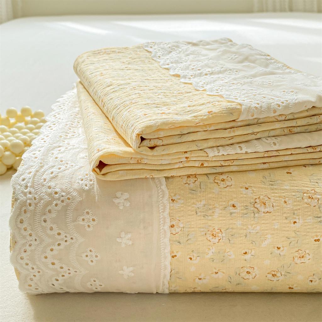 Klasse A Doppellagiges Garn Bettlaken Einzelstück Spitze Spitze Stepplaken Studentenwohnheim Dreiteiliges Set Einzelner Kissenbezug 3