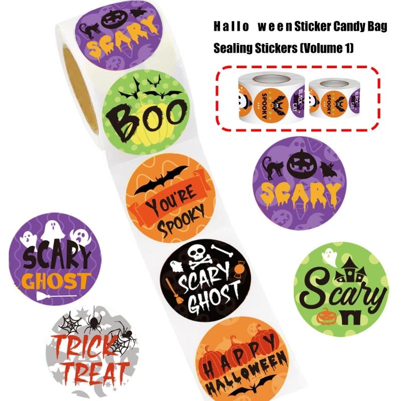 Adhesive Halloween Seal Candy Bag Closures Sticker Roll Envelope Paster For Parties Treats And Festives Decorations