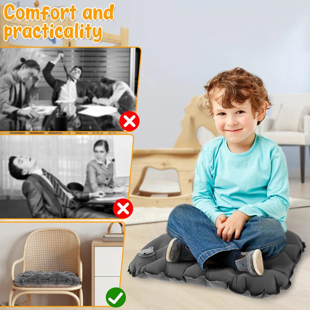 Inflatable Seat Cushion Outdoor Camping Travel Cushion Folding Inflatable Pillows Chair Cushion Seat Pads With Storage Bag