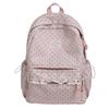 Sweet Lace Trim Rucksack Large Capacity Student School Bag Y2k Polka Dot Backpack  Outdoor Use