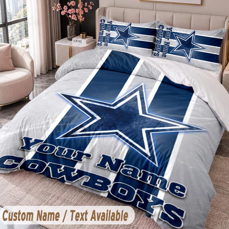 Dallas Cowboys Printed Bedding Set Custom Name Text 1 Duvet Cover 2 Pillowcases For Bedroom