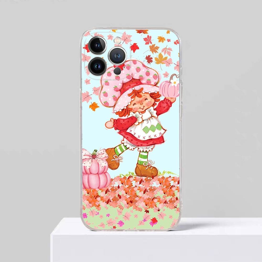 S-Strawberry S-Shortcake For iPhone 11 12 13 14 15 16 17 Pro Max Plus Air Transparent Clear Shockproof Case