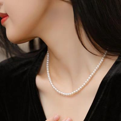 Collier de perles d'eau douce naturelles à la mode avec chaîne en argent sterling 925 pour femmes et filles