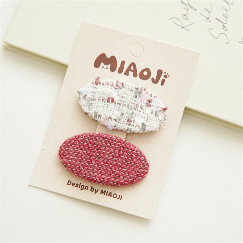 2PCS/Set Vintage Plaid Hair Clips Cute Geometric Knit Fabric Hairpins Barrettes Hair Accessories For Women Girls Baby Hair Clamp