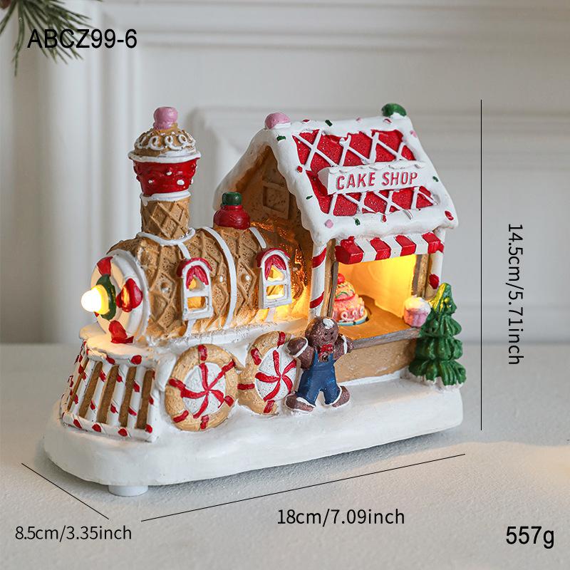 Christmas Tree and Santa Revolving Music Box - Plays Tune We Wish You A Merry Christmas Luminous House Ornament Snow House Craft