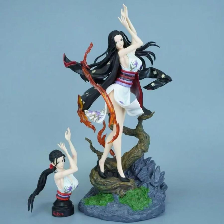 40cm One Piece Nico Robin Anime Figure Full Painted Scene Statue with Bust Decor Collection Gift