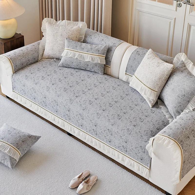 Nordic Wind Snow Neil Sofa Cushion Four Season Universal Dustproof And Anti Slip Cat Claw Sofa Cover Cloth Towel For Living Room