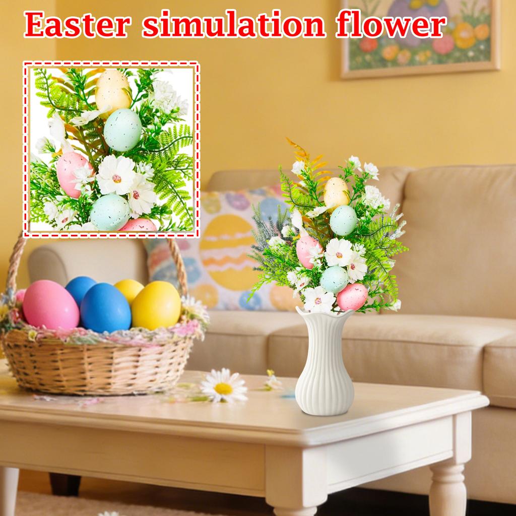 Easter Decoration Easter Egg Bouquets, Flower Arrangement Props Twirling Home Party Desktop Decoration