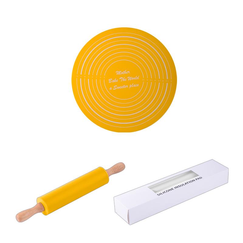 

Силіконова скалка та килимок для випікання та рукоділля з двох частин жовтий