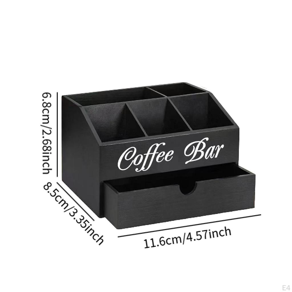 Coffee Organizer for Countertop, Wooden Holder and Accessories