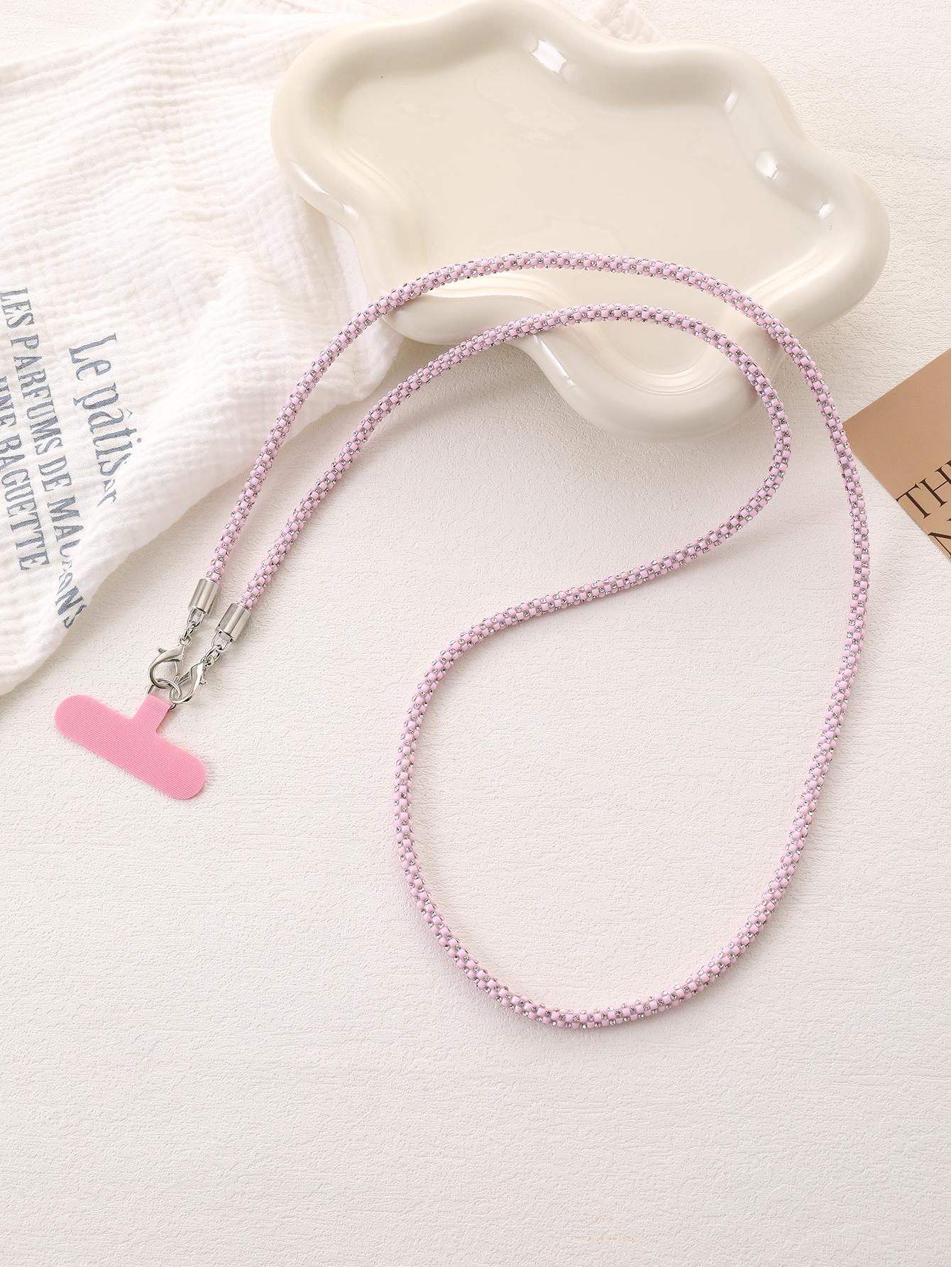 

Multi Lolor Light High-end Feeling Full Diamond Grid Long Mobile Phone Pendant Niche Ins Crossbody Chain With Card ABS