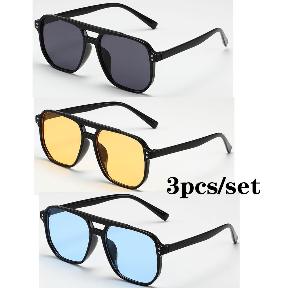 Women Men Square Sun Glasses Retro Polygon Sunglasses Female Black Vintage Fashion Ladies Oculos De Sol Double Beam Eyeglasses