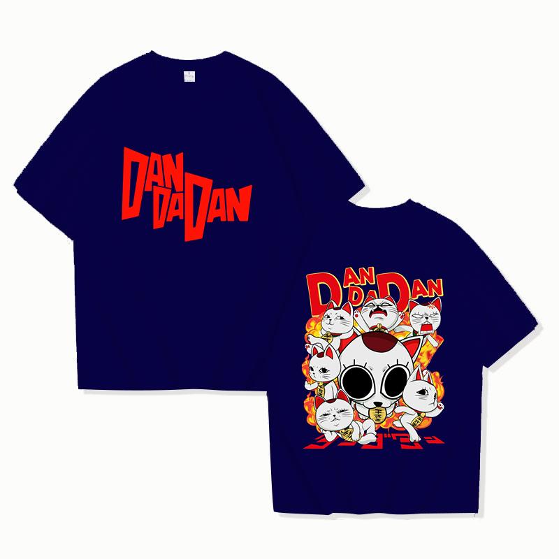 New Anime Dandadan Skeleton Wealth Cat Printed T Shirt Women Men Teens Fashion Hip Hop Harajuku Casual Short Sleeve Tops Tees