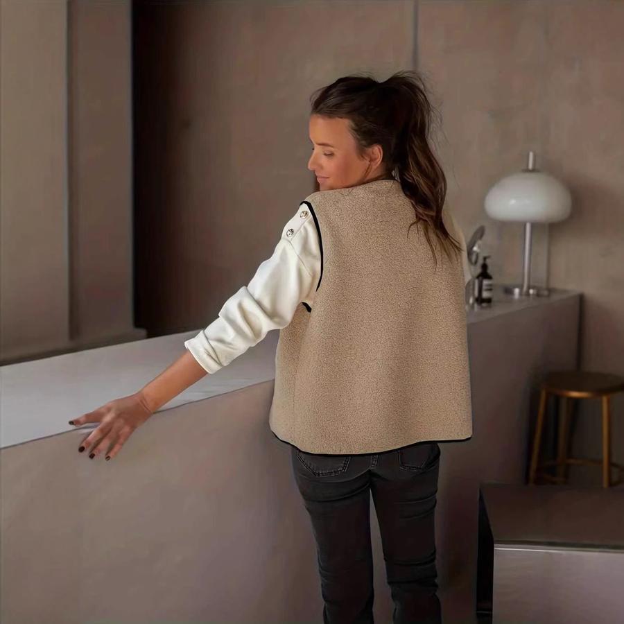 Autumn Winter Leopard Print Faux Fur Vest Women's Sleeveless Casual Coat