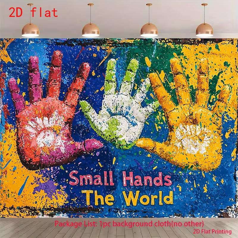 2D Classroom Banner, "Small Hands The World" Party & Live Background
