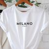 Letter Print Crew Neck T-Shirt, Casual Short Sleeve T-Shirt For Spring & Summer, Women's Clothing, Valentine's Day