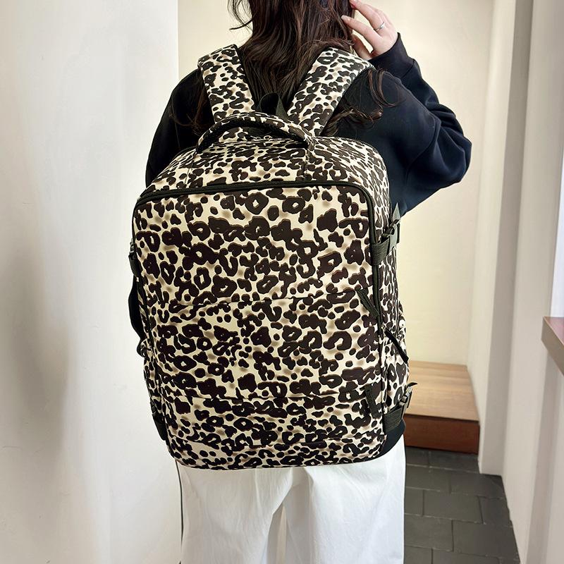 Schoolbag New Large-capacity Backpack Leopard Print Computer Backpack College Student High School Men's and Women's Schoolbags Korean Version