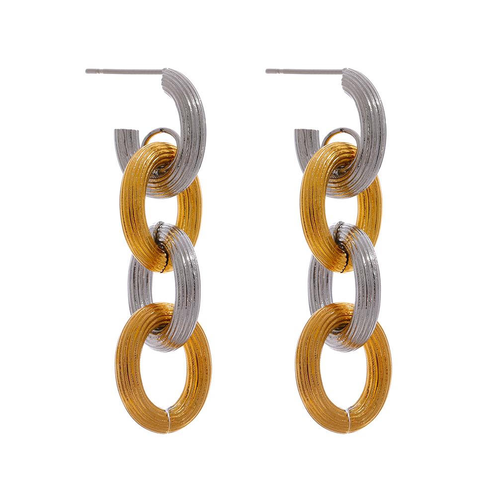 

Yhpup Stainless Steel Metal Earrings for Women Statement Round Chain Drop 18 K Plated Jewelry Anniversary Gift Waterproof
