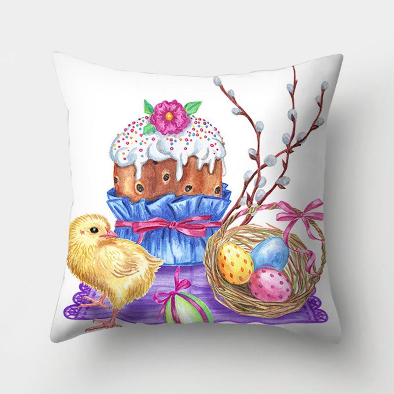 

New Easter Bunny Watercolor Wreath Peach Skin Fleece Home Decoration Floor Cushion Pillow Cover 45 * 45 (excluding pillow core)