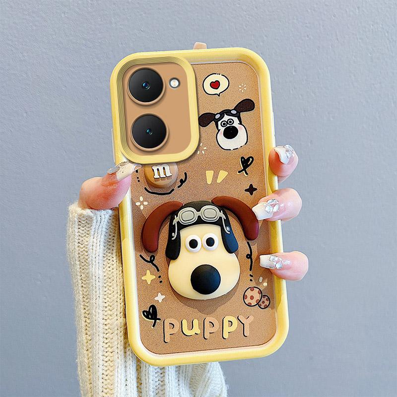 KEYSION Shockproof Case for VIVO Y03 Y03t Y18 Y18e Y18s with Lanyard Soft Silicone Cute 3D Cartoon Doll Phone Cover for VIVO Y28s 5G