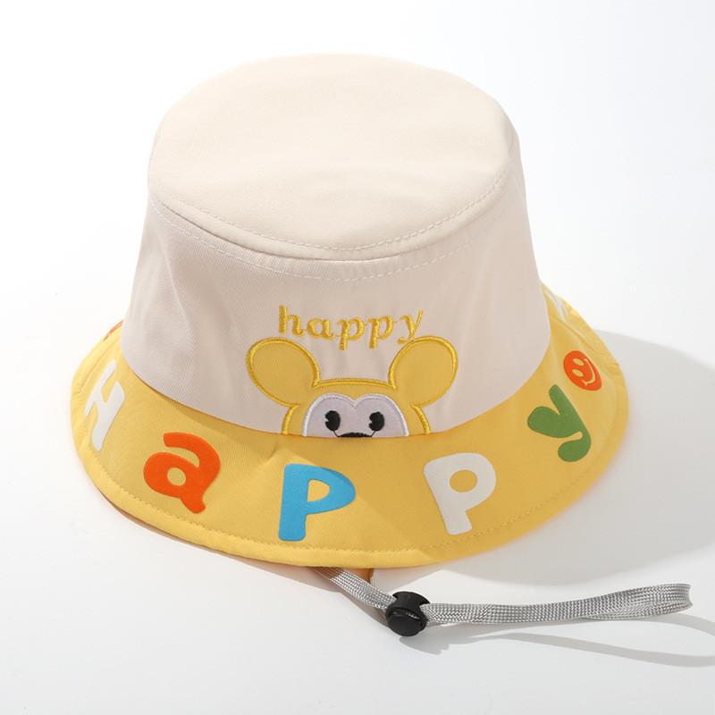 Childrens Cartoon Sun Hat With Wide Brim For Summer Outdoor Sun Protection жёлтый