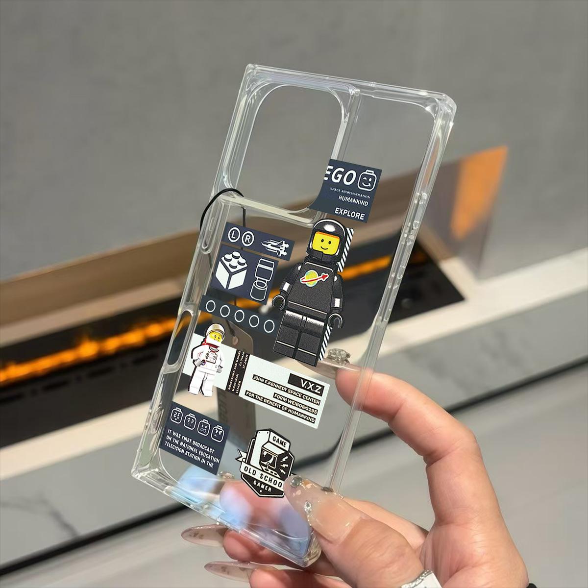 

Прозрачный квадратный чехол-трубка для защиты iPhone 11 12 16 ProMax 13 14 Pro Max 15 Plus, защита от окисления, забавный чехол с рисунком астронавта iphone 12 Pro