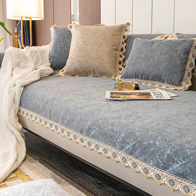 Lace Chenille Textured Sofa Covers for Living Room 3 Seats Luxury Couch Slipcover L Shape Chair Loveseat Cover Non-slip