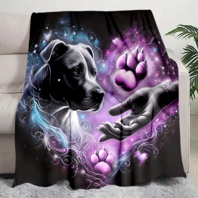 1PC Dog cute printed blanket, all season lightweight home office outdoor nap multifunctional blanket A9