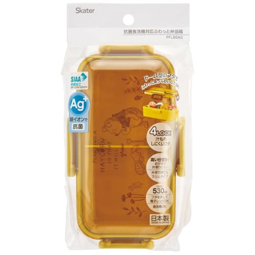 Skater Bento Box, Disney Winnie the Pooh Honey, 530ml, Antibacterial, Softly Filled, Domed Lid, Women's, Made in Japan, PFLB6AG-A