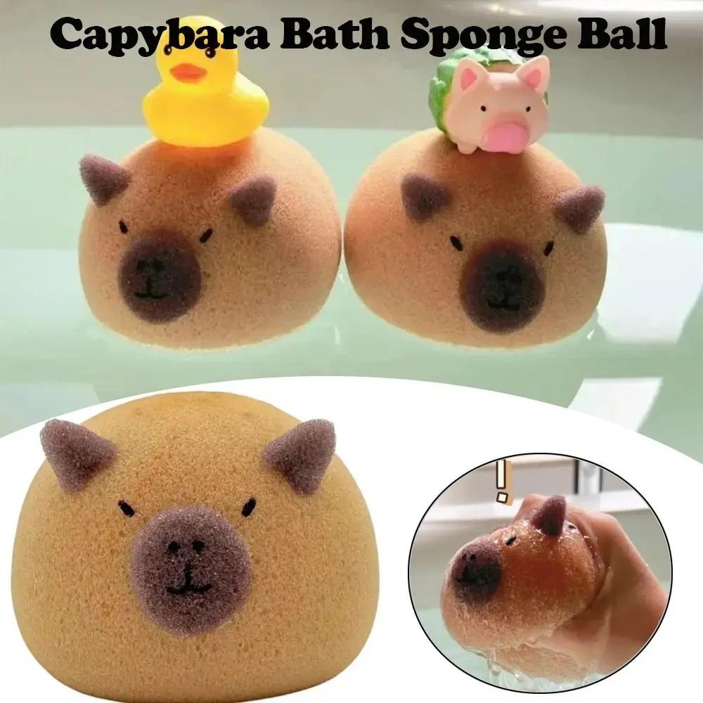 Capybara Bath Sponge Ball Cartoon Animal Baby Shower Brushes Bubble Sponges Bathroom Acssories for Kids and Adult