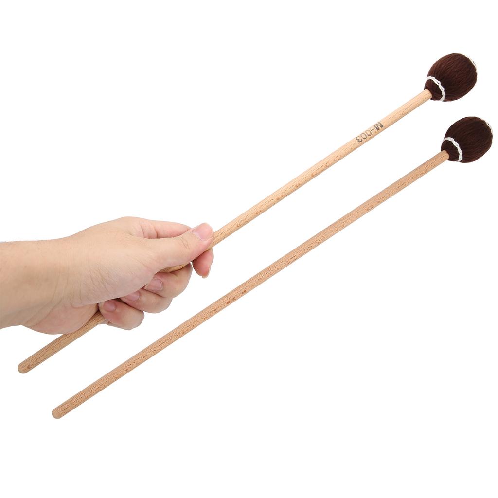 1 Pair Marimba Mallets Portable Maple Handle Wool Ball Sticks Percussion Playing AccessoriesBrown