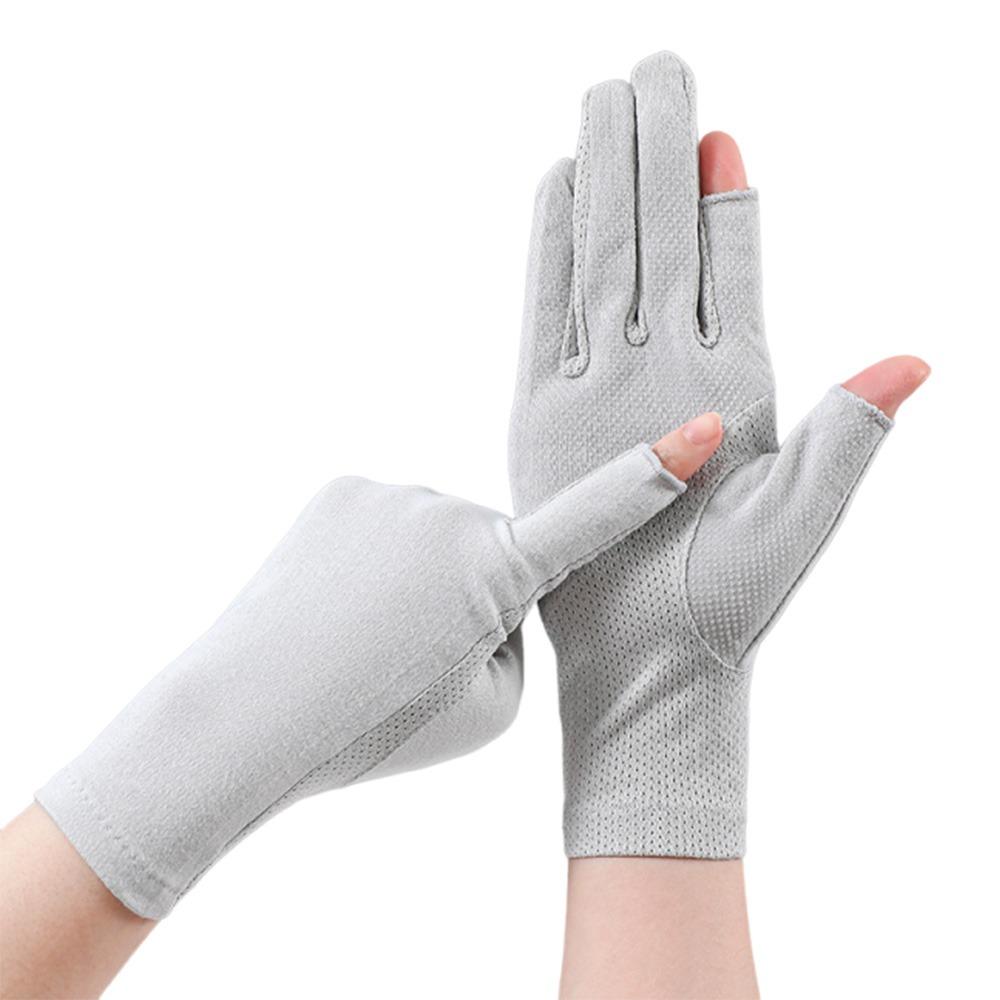 Fashion Summer Sunscreen Gloves UV Protection Thin Anti-UV Mittens Breathable Anti-slip Sun Protection Gloves Running светло-серый