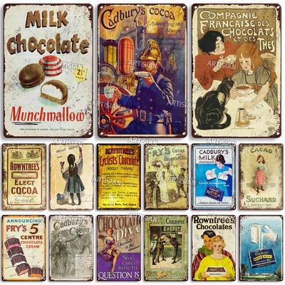 Rusty Cocoa And Chocolate Metal Plaque Vintage Poster Metal Tin Sign Retro Ice Cream Metal Plate Home Bar Cafe Industrial Decor