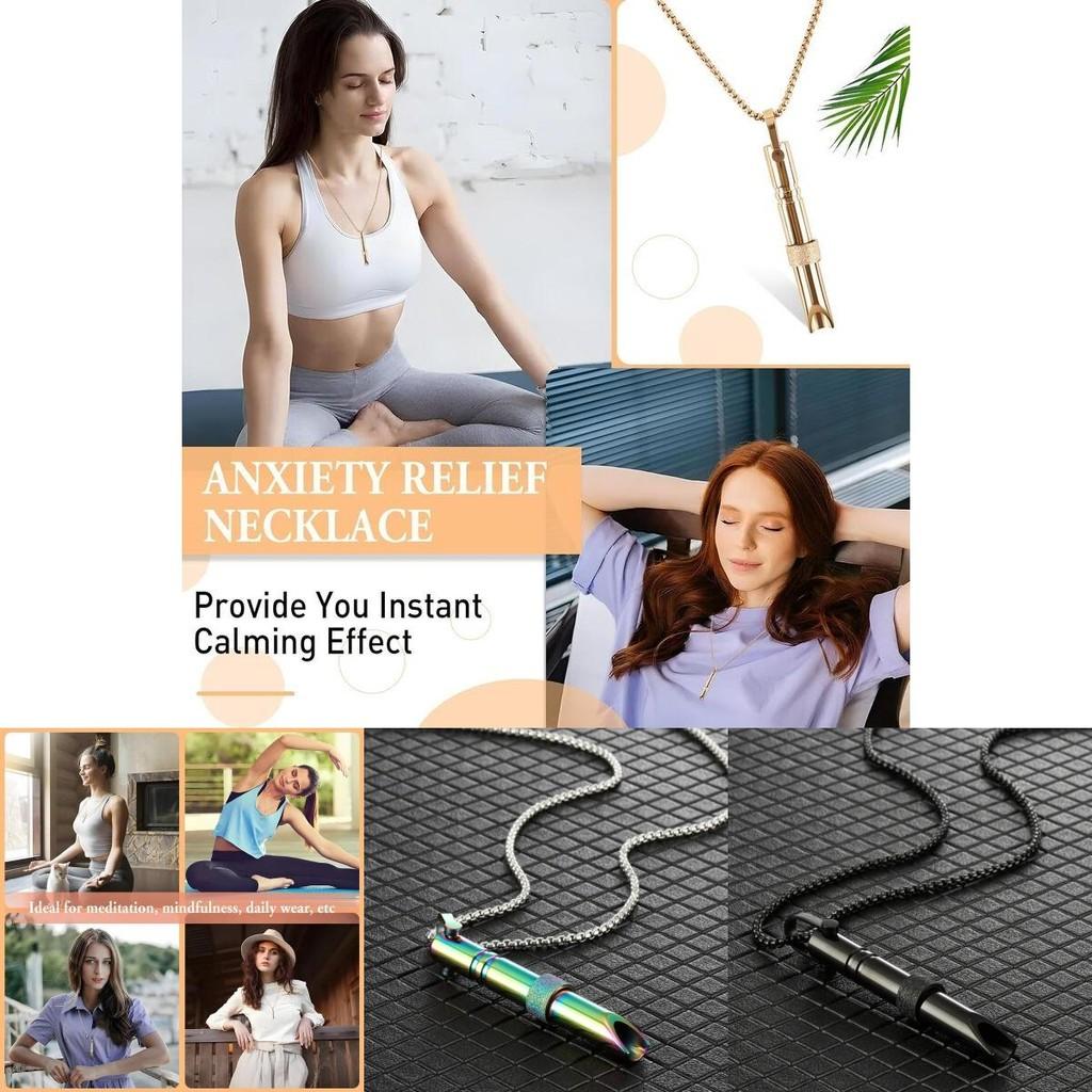 Stylish Stainless Steel Necklace Meditation Mindfulness Pendant Relieves Stress Breath Control