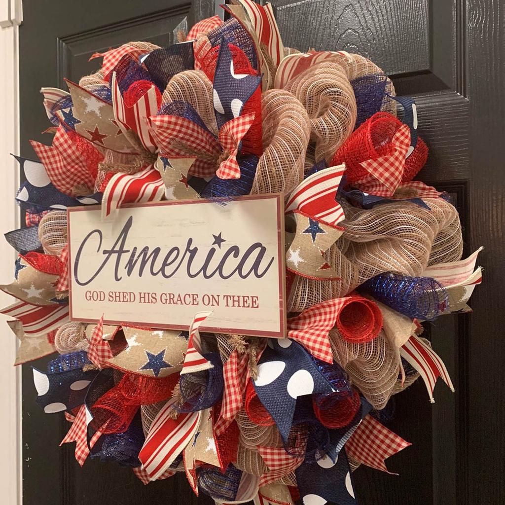 Independence Day Wreath Porch Decoration Front Door Outdoor Hanging Wreath Decor