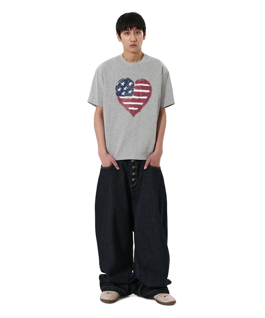 Opeunyadeu(Owai) American Heart Print Tee - Melange