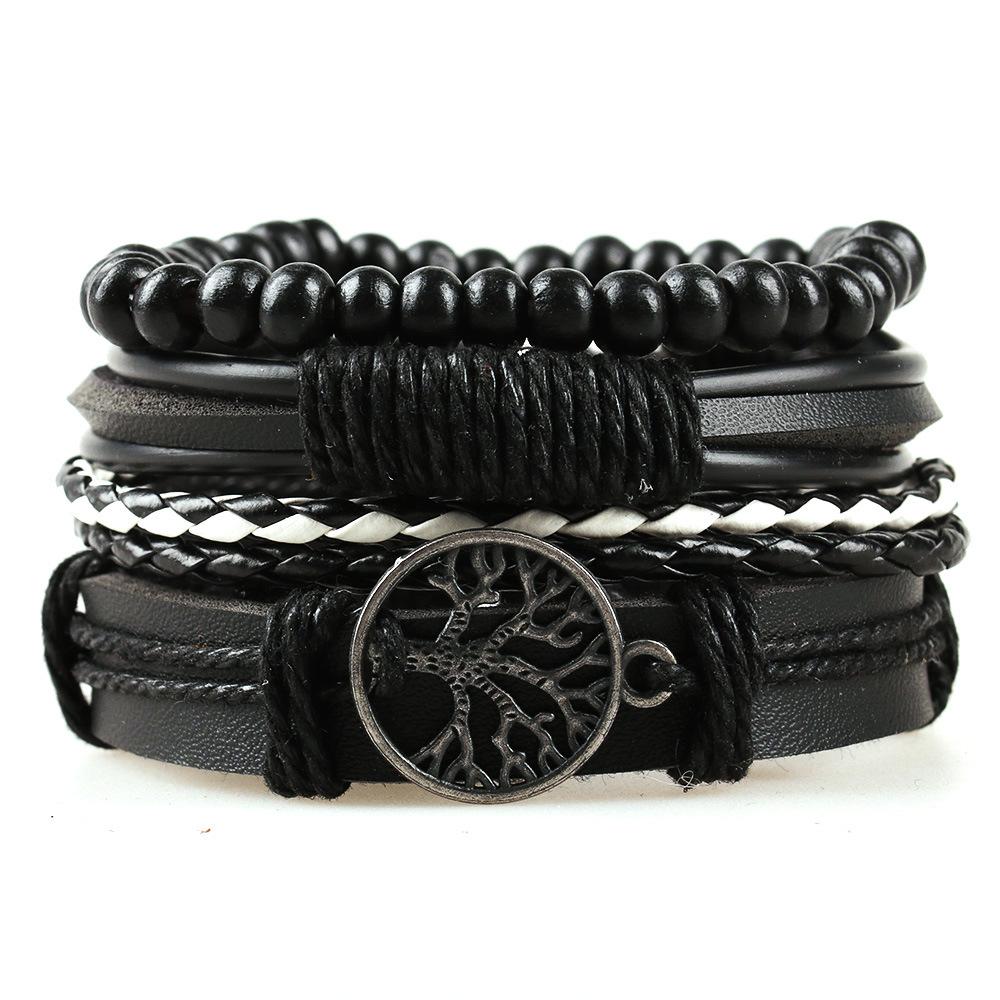 Men's Tree of Life Bracelet Adjustable Handmade Leather Cord Punk Rock Hip Hop Jewelry Accessory