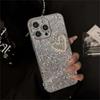 Luxury Pearl Love Heart Diamond Flash Phone Case For iPhone 15 14 13 12 11 Pro Max Electroplating Shockproof Cover For iPhone 15 14 13 12 11