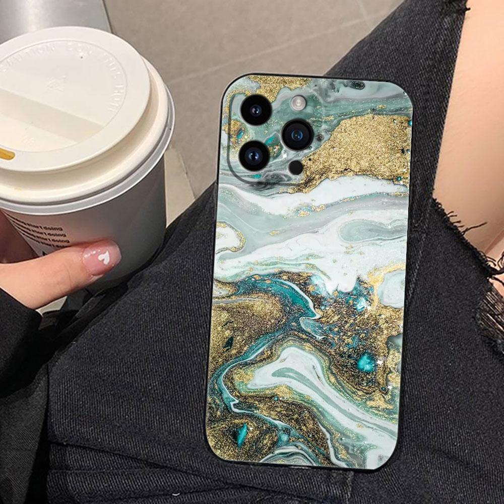 Watercolor Painting Marble Cover Phone Case For iphone Apple 17 AIR 16E 16 15 14 13 12 11 Pro XR Max 8 7 Plus TPU Case Shell
