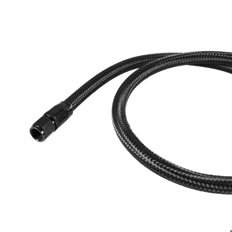 1M 6AN AN6 Schwarz Geflochten Öl Kraftstoff Fittings Schlauchanschluss 90+90 Grad Öladapter-Kit Öl Kraftstoffschlauchleitung