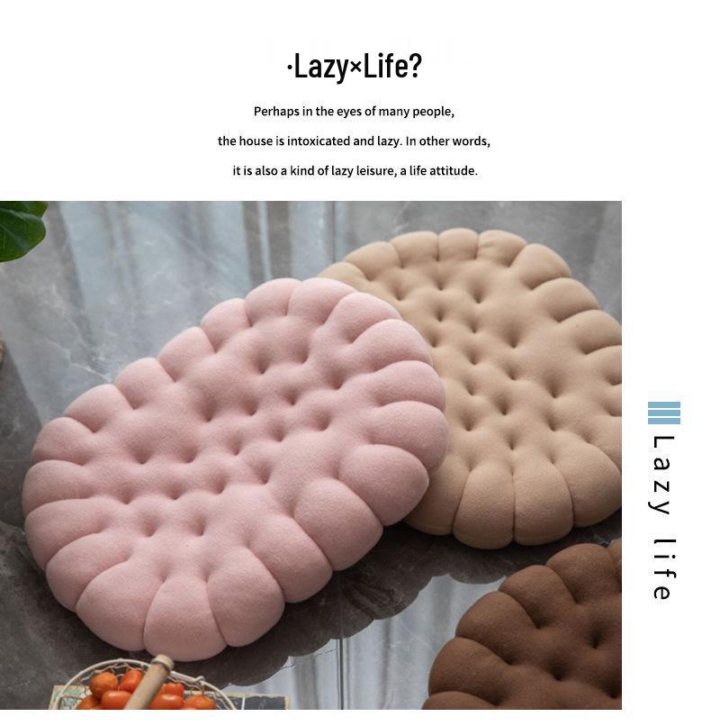 Japanese Handmade Irregular Cookie-Shaped Cushion - Creative Thickened Seat for Students and Home