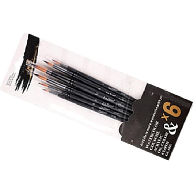 6Pcs Cats Tongue Watercolor Brush, Soft Nylon Multipurpose Professional Acrylic Paint Brush Set with Birch Handle for Artists, Students Round