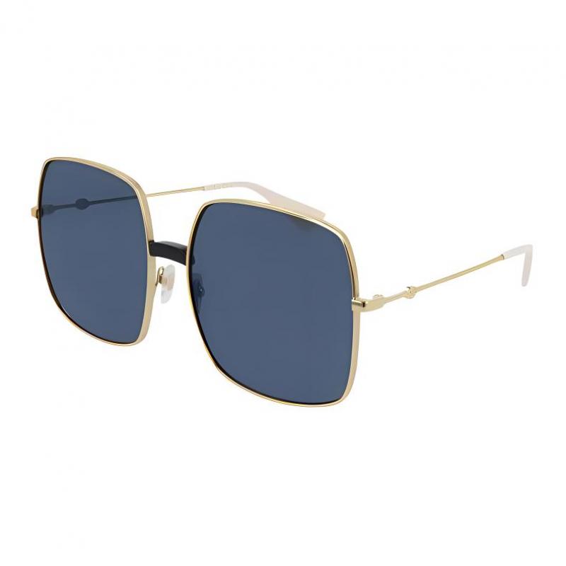 GUCCI Solid Design Square Sunglasses Women's Gold