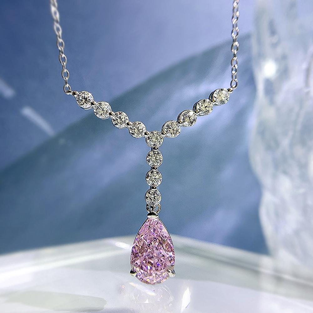 18k White Gold Pear Y 8 *12mm Sapphire Gemstones Necklaces Anniversary Gift 925 Sterling Silver Fine Jewelry