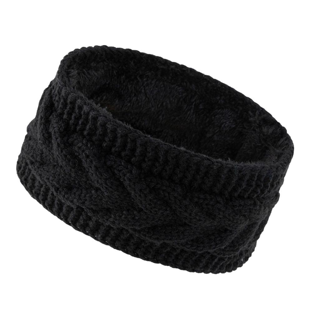 

Fashion Warm Winter Headbands Fleece Lining Thicken Knitted Headbands Elastic Soft Hair Band Hair Accessories чёрный