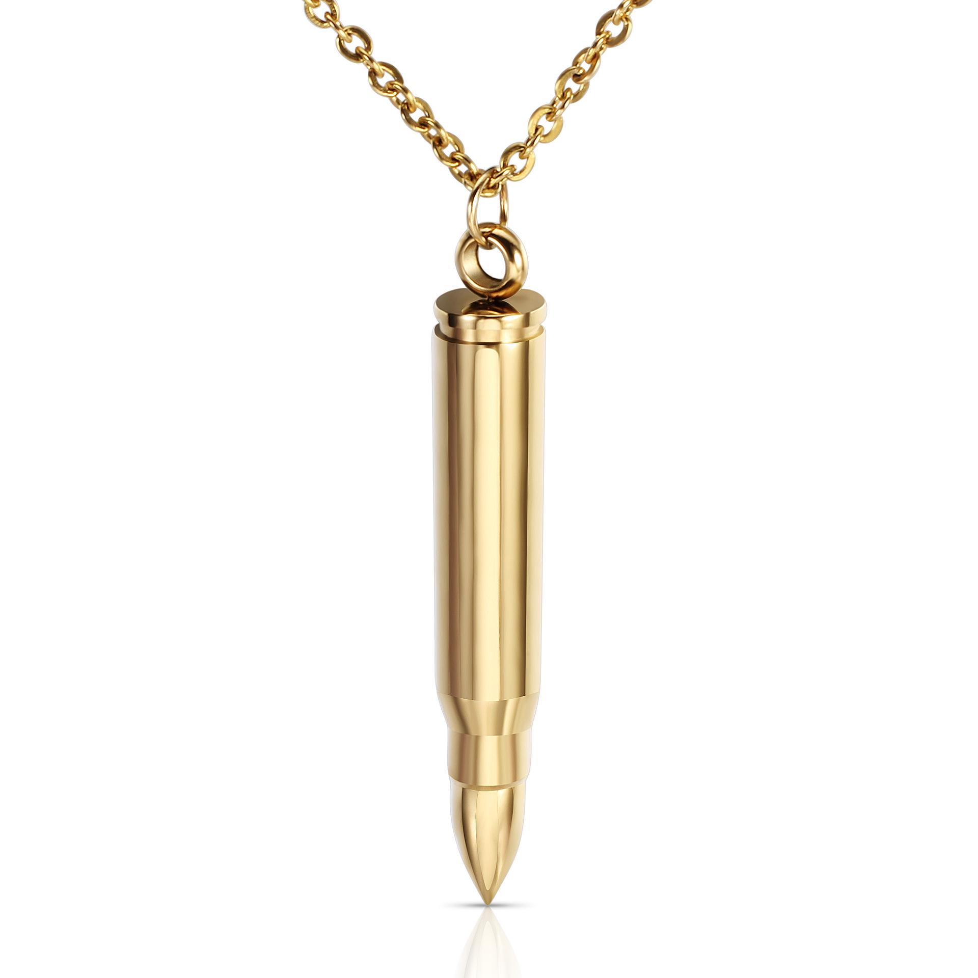 

Popular Hot Sale Personalized Bullet Head Pendant Necklace Veteran Memorial Bullet Head Stainless Steel Engravable Logo Pendant 50cm