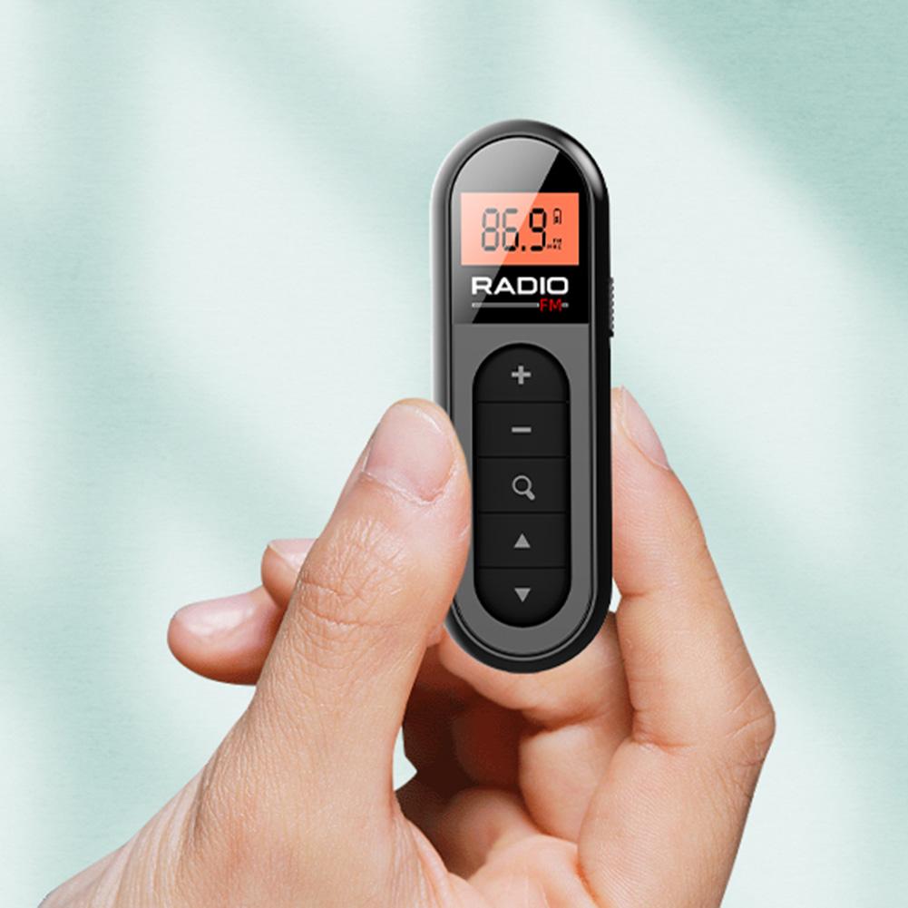 Mini Pocket FM Radio 76-108MHZ Clip Radio Rechargeable Walkman Radio 3.5mm Headphone Jack with LCD Display for Meeting Sport